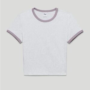 Aritzia TNA Light Gray Tee with Lavender Accents